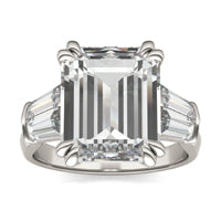 7.63 CTW DEW Emerald Forever One Moissanite Exotic Ring 18K White Gold