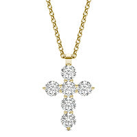 1 CTW Round Caydia Lab Grown Diamond Cross Necklace 14K Yellow Gold