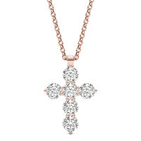 1 CTW Round Caydia Lab Grown Diamond Cross Necklace 14K Rose Gold
