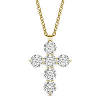 1 1/2 CTW Round Caydia Lab Grown Diamond Cross Necklace 14K Yellow Gold