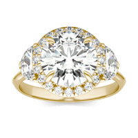3.56 CTW DEW Round Forever One Moissanite Halo with Side Accents Ring 14K Yellow Gold