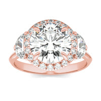3.56 CTW DEW Round Forever One Moissanite Halo with Side Accents Ring 14K Rose Gold