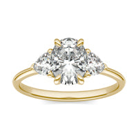 1.90 CTW DEW Oval Forever One Moissanite Three Stone Ring 14K Yellow Gold