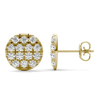 1 CTW Round Caydia Lab Grown Diamond Pavé Stud Earrings 14K Yellow Gold
