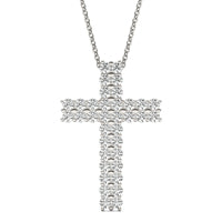 1 7/8 CTW Round Caydia Lab Grown Diamond Double Row Cross Necklace 14K White Gold