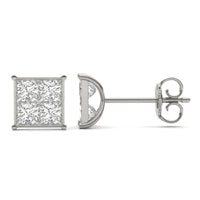 1 CTW Princess Caydia Lab Grown Diamond Cluster Stud Earrings 14K White Gold
