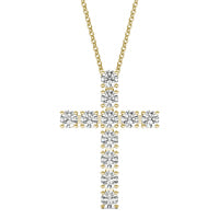 2 1/5 CTW Round Caydia Lab Grown Diamond Cross Necklace 14K Yellow Gold