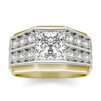 2 1/2 CTW Princess Caydia Lab Grown Diamond Double Row Mens Ring 14K Two-Tone Yellow And White Gold
