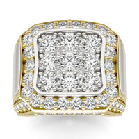 3 CTW Round Caydia Lab Grown Diamond Pavé Mens Ring 14K Two-Tone Yellow And White Gold