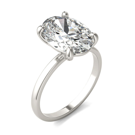 4 CTW Oval Caydia Lab Grown Diamond Classic Solitaire Ring 14K White Gold