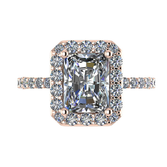 **Special Order - Caydia Lab Grown Diamond Radiant Elevated Halo Engagement Ring in 14K Rose Gold, Ring Size 6.0