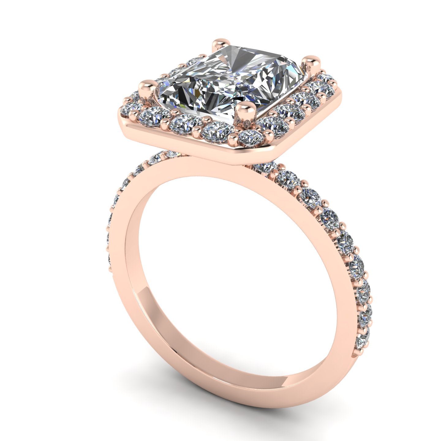 **Special Order - Caydia Lab Grown Diamond Radiant Elevated Halo Engagement Ring in 14K Rose Gold, Ring Size 6.0