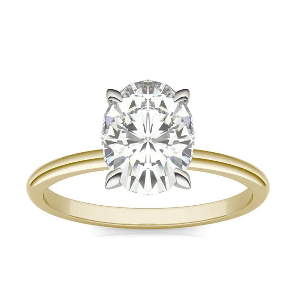 2.94 Ct. Lab Grown Diamond Oval Classic Solitaire Engagement Ring Two-Tone Yellow And White Gold, Ring Size 7.0