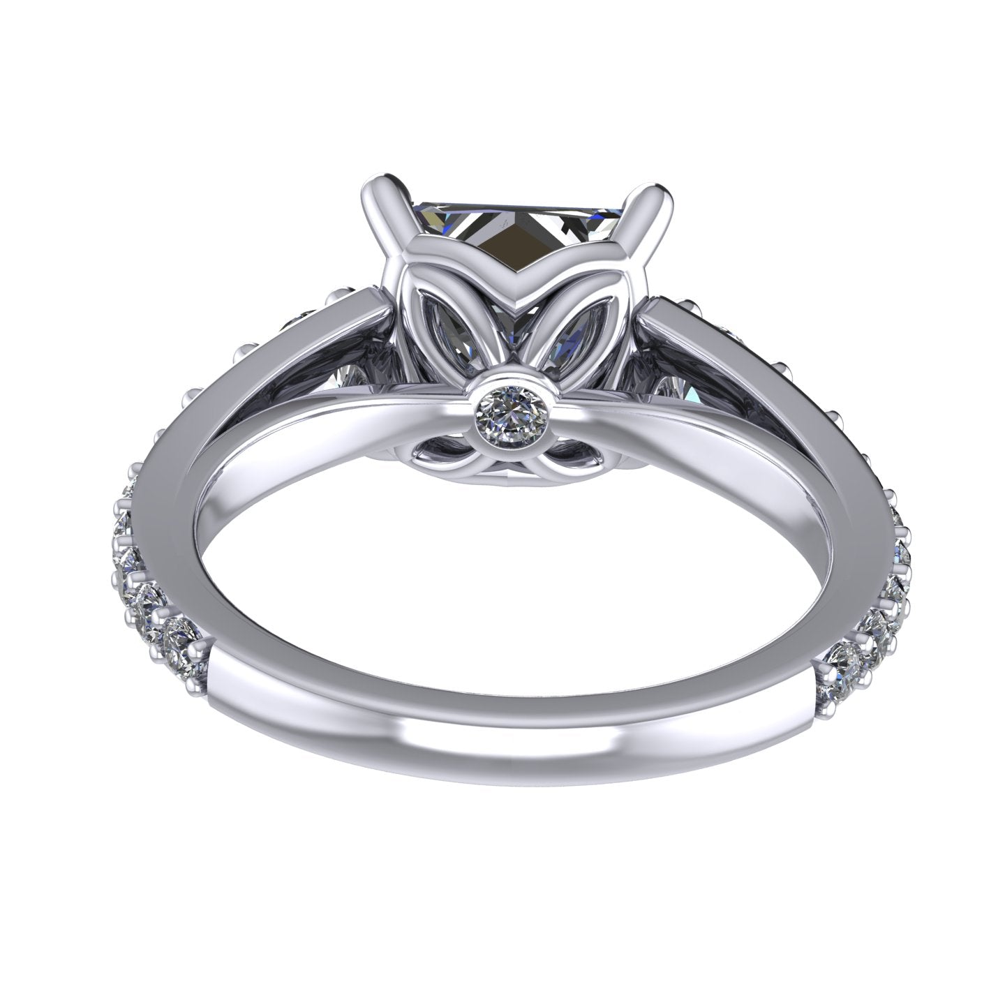 **Special Order - 1.50 Ct. Princess Signature Graduated Side-Stone Engagement Ring in 14K White Gold, Ring Size 5.5
