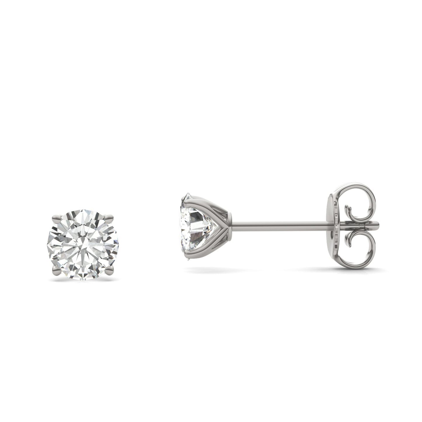 1.29 CTW DEW Round Forever One Moissanite Four Prong Martini Stud Earrings in Platinum