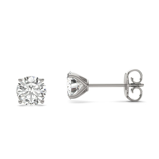 0.51 CTW DEW Round Forever One Moissanite Four Prong Martini Stud Earrings in Platinum