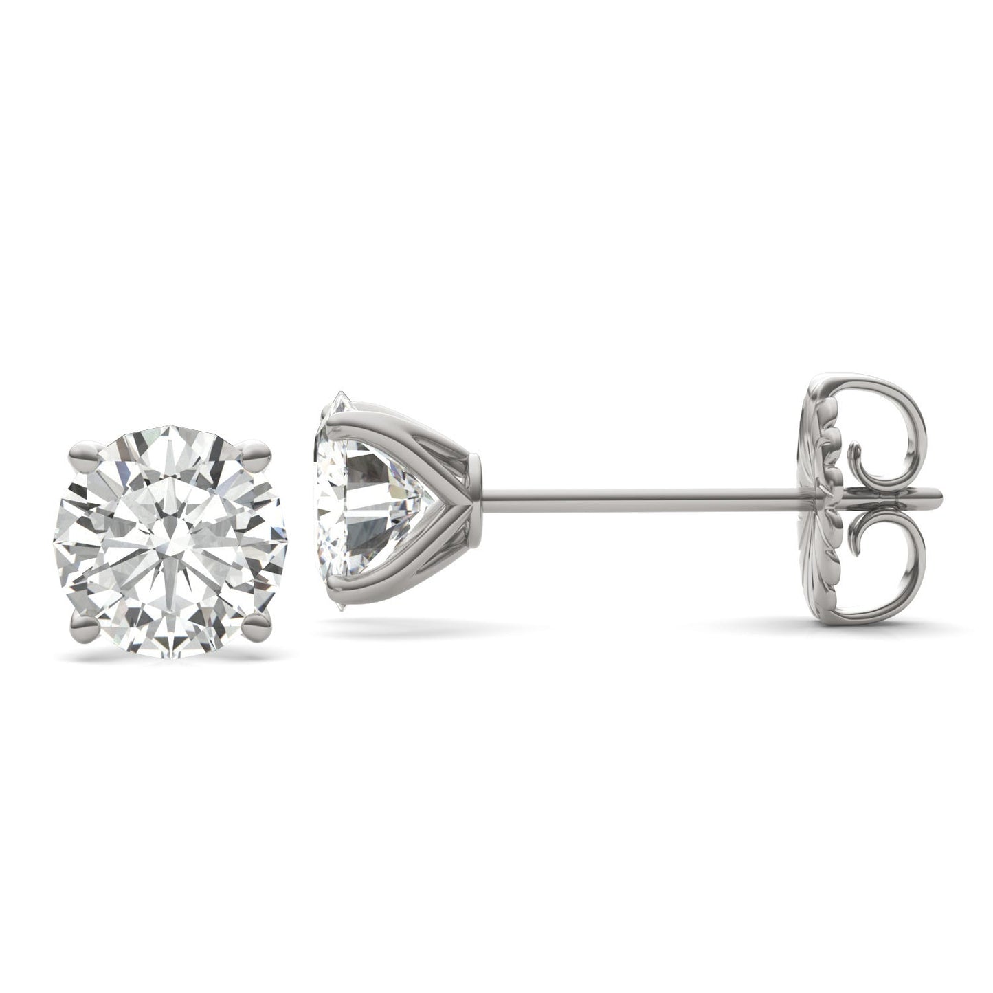 3.80 CTW DEW Round Forever One Moissanite Four Prong Martini Stud Earrings in 14K White Gold