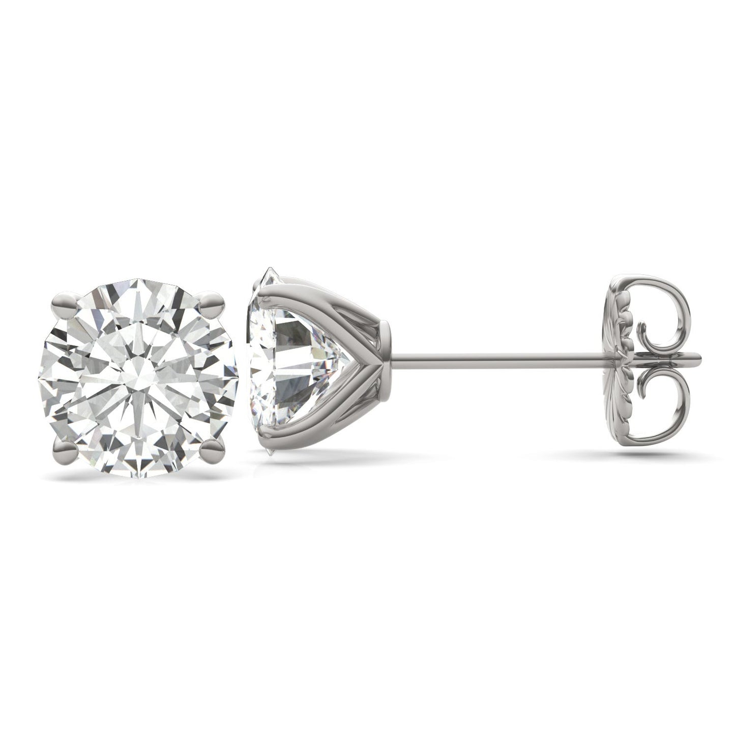 5.40 CTW DEW Round Forever One Moissanite Four Prong Martini Stud Earrings in 14K White Gold