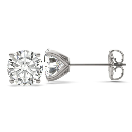 5.40 CTW DEW Round Forever One Moissanite Four Prong Martini Stud Earrings in 14K White Gold