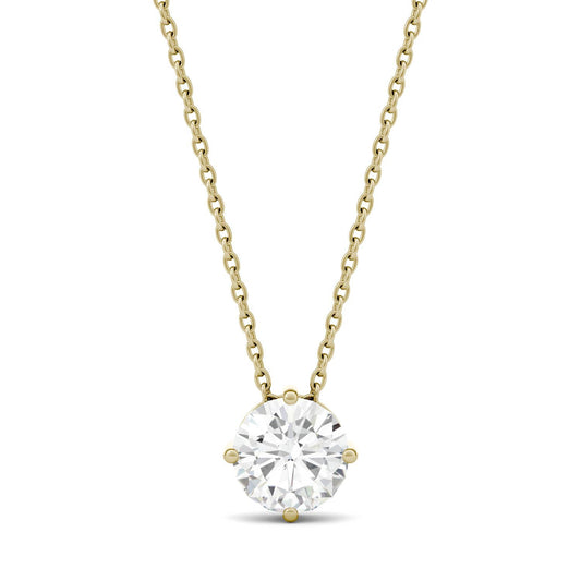 1.04 CTW DEW Round Forever One Moissanite Solitaire Pendant in 14K Yellow Gold
