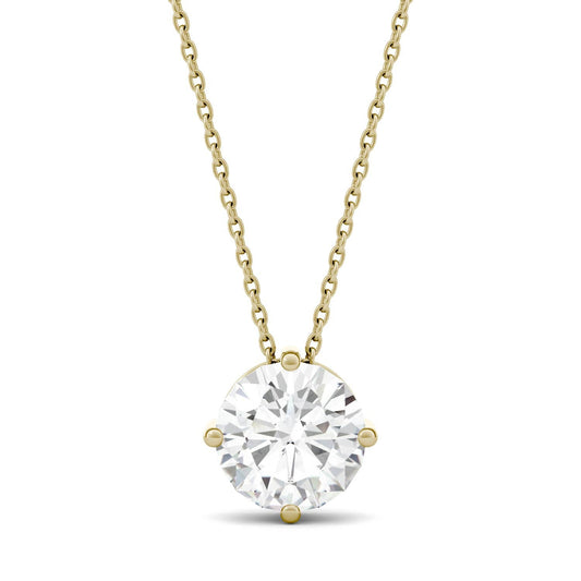 1.90 CTW DEW Round Forever One Moissanite Solitaire Pendant in 14K Yellow Gold