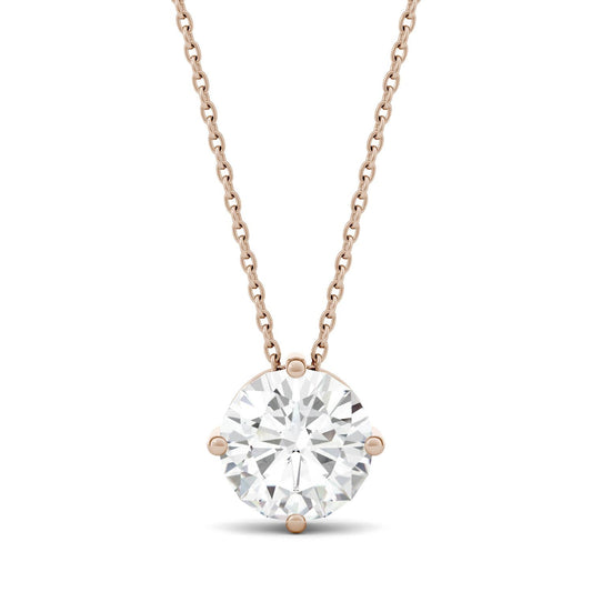 1.90 CTW DEW Round Forever One Moissanite Solitaire Pendant in 14K Rose Gold