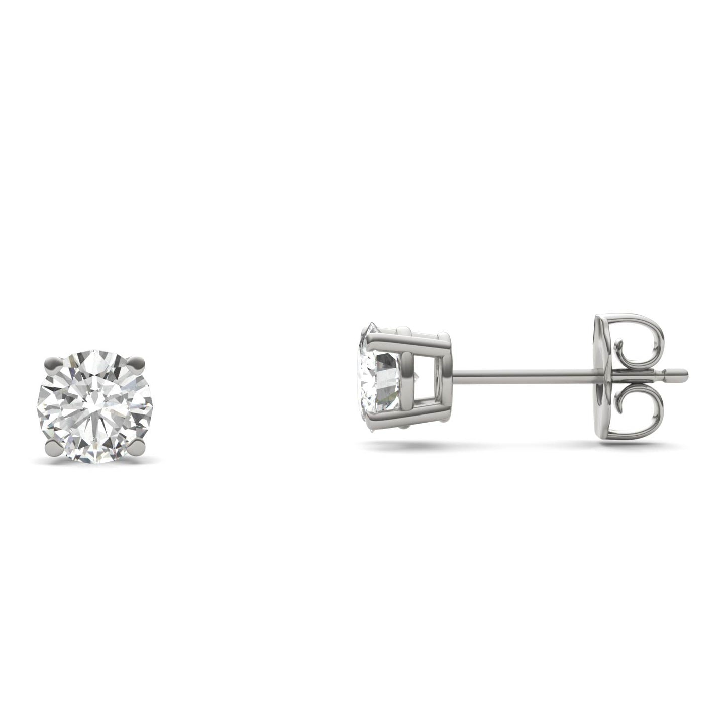 1.000 CTW DEW Round Forever One Moissanite Earrings 14K White Gold