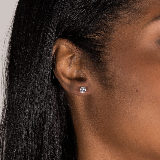 1.02 CTW DEW Round Forever One Moissanite Stud Earrings in Platinum