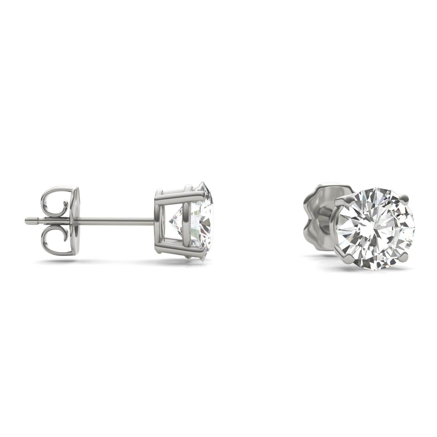 2.08 CTW DEW Round Forever One Moissanite Stud Earrings in Platinum