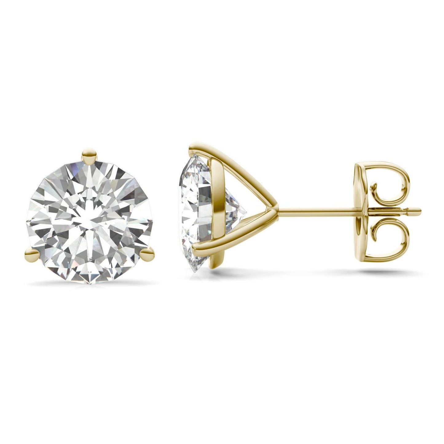3.80 CTW DEW Round Forever One Moissanite Three Prong Martini Stud Earrings in 14K Yellow Gold