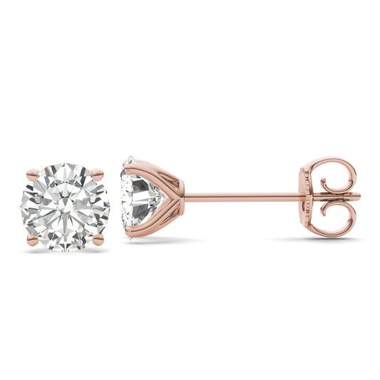 3.80 CTW DEW Round Forever One Moissanite Four Prong Martini Stud Earrings in 14K Rose Gold