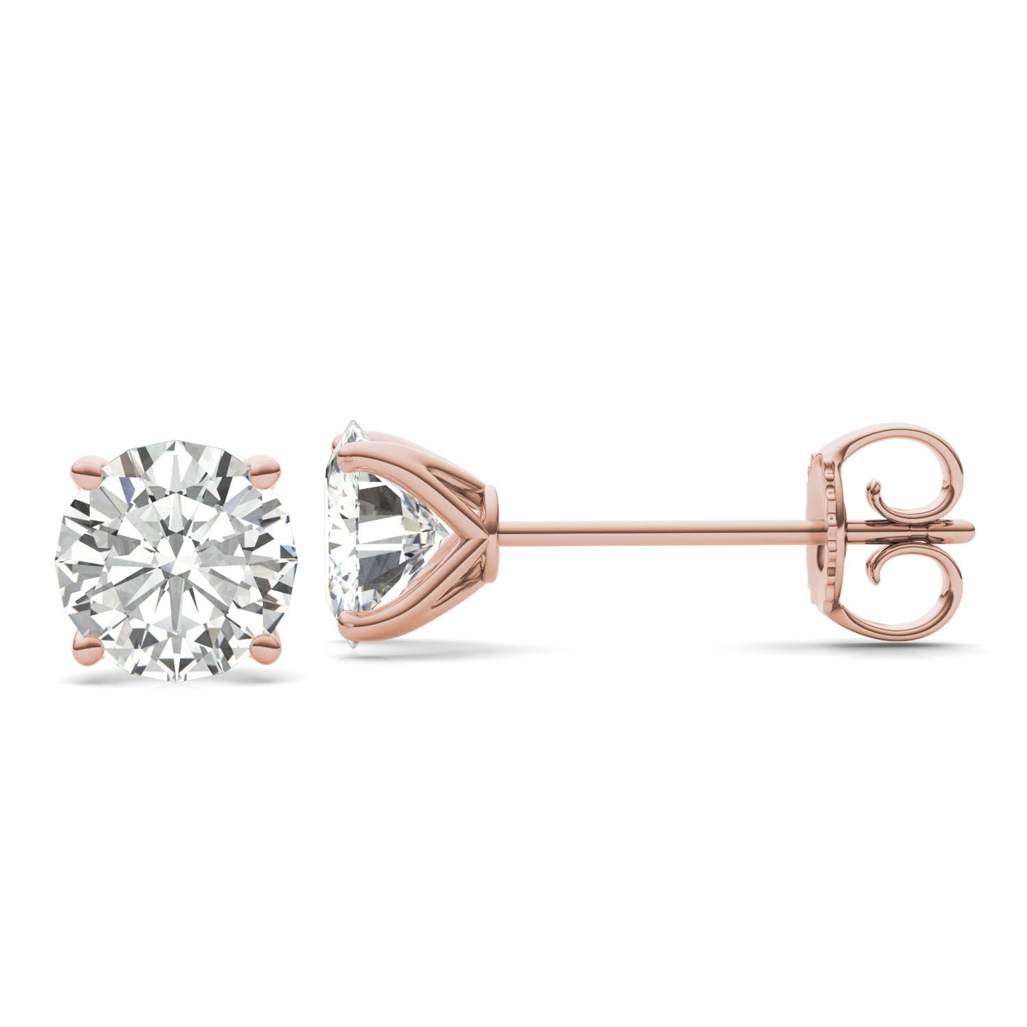 3.80 CTW DEW Round Forever One Moissanite Four Prong Martini Stud Earrings in 14K Rose Gold