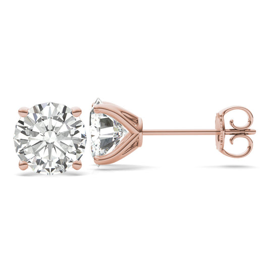 7.20 CTW DEW Round Forever One Moissanite Four Prong Martini Stud Earrings in 14K Rose Gold