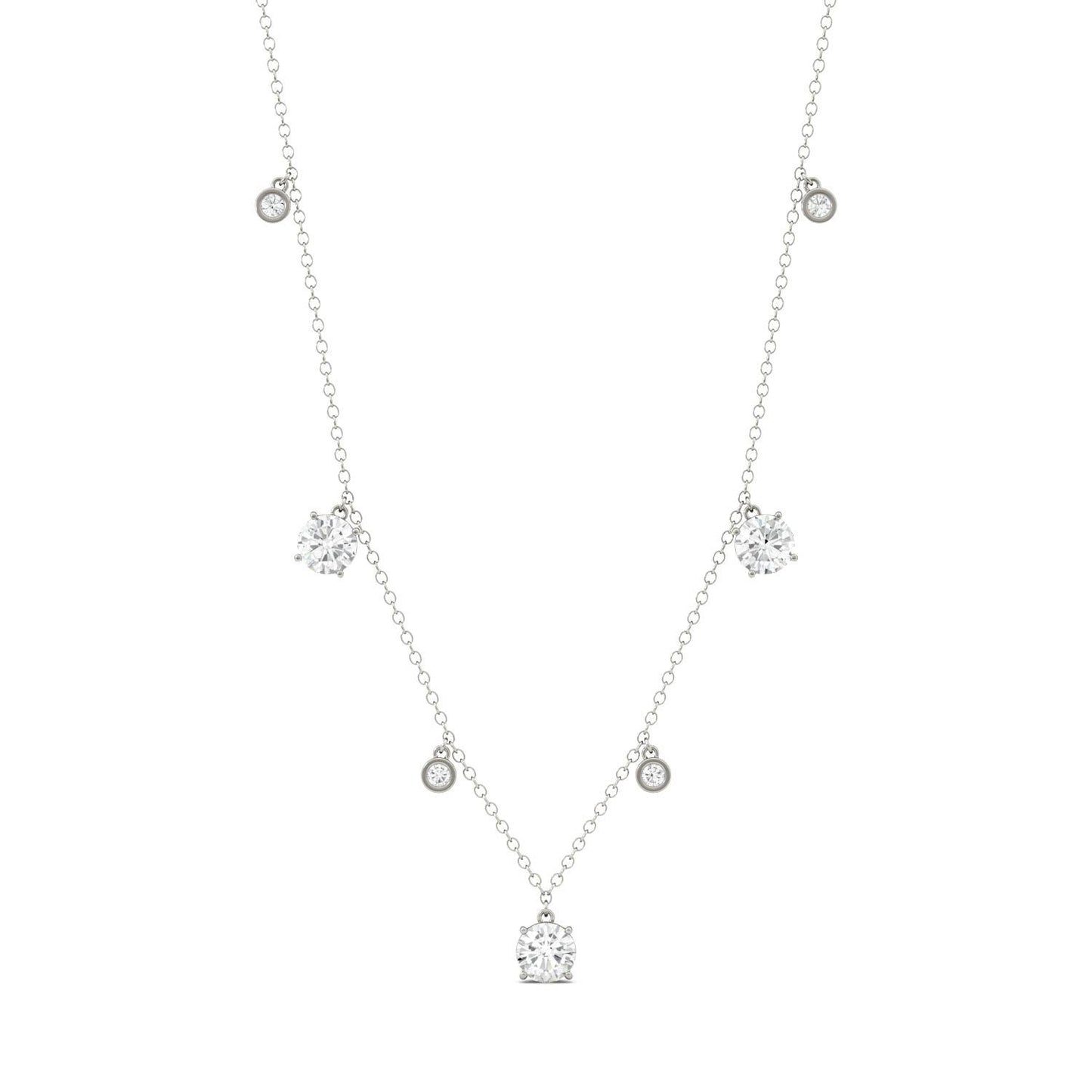 1.08 CTW DEW Round Forever One Moissanite Necklace in 14K White Gold