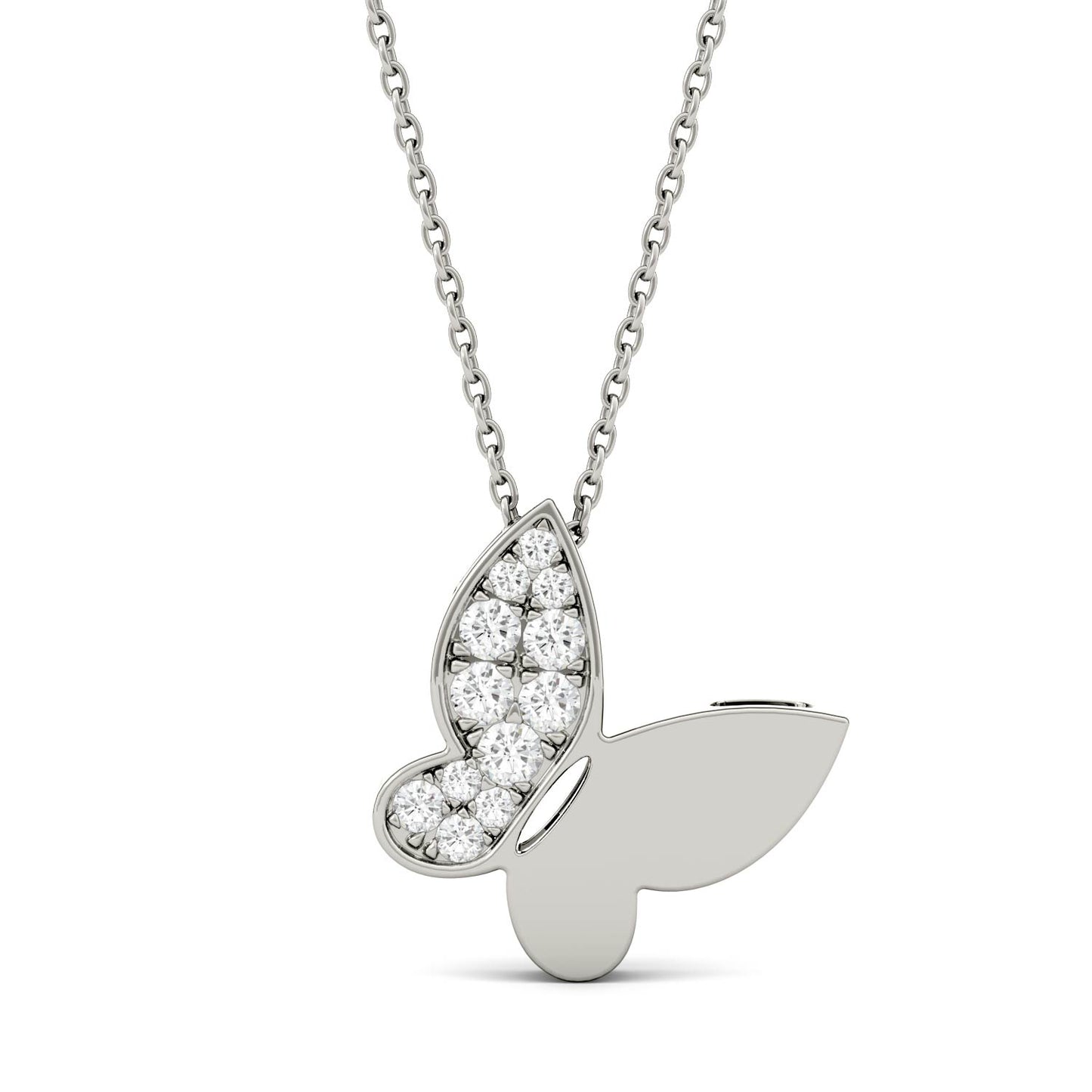 0.15 CTW DEW Round Forever One Moissanite Necklace in 14K White Gold