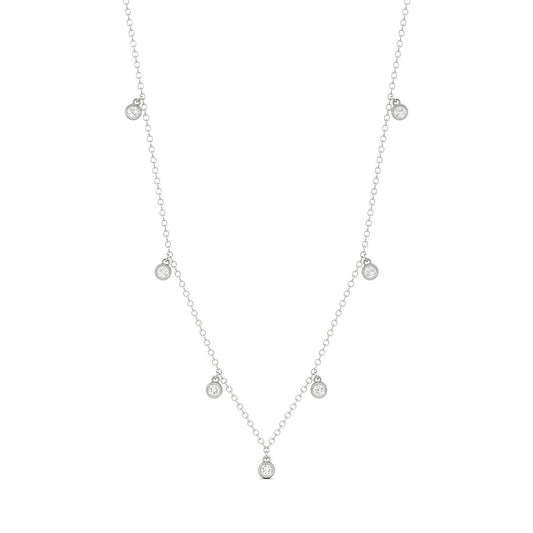 0.16 CTW DEW Round Forever One Moissanite Station Necklace in 14K White Gold