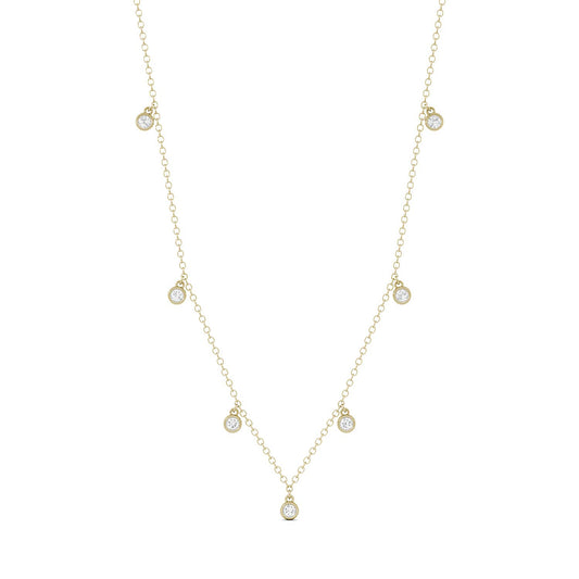 0.16 CTW DEW Round Forever One Moissanite Necklace in 14K Yellow Gold