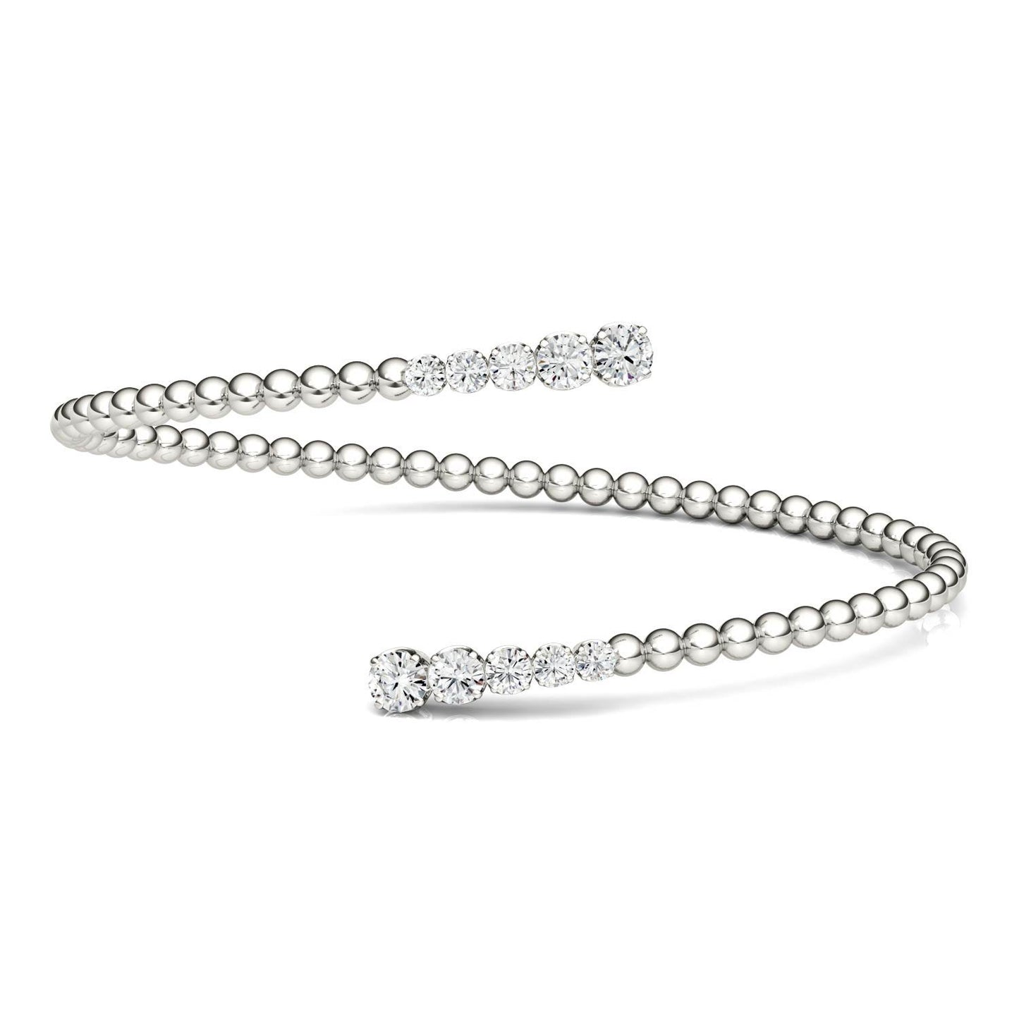 0.78 CTW DEW Round Forever One Moissanite Bypass Cuff Bracelet in 14K White Gold