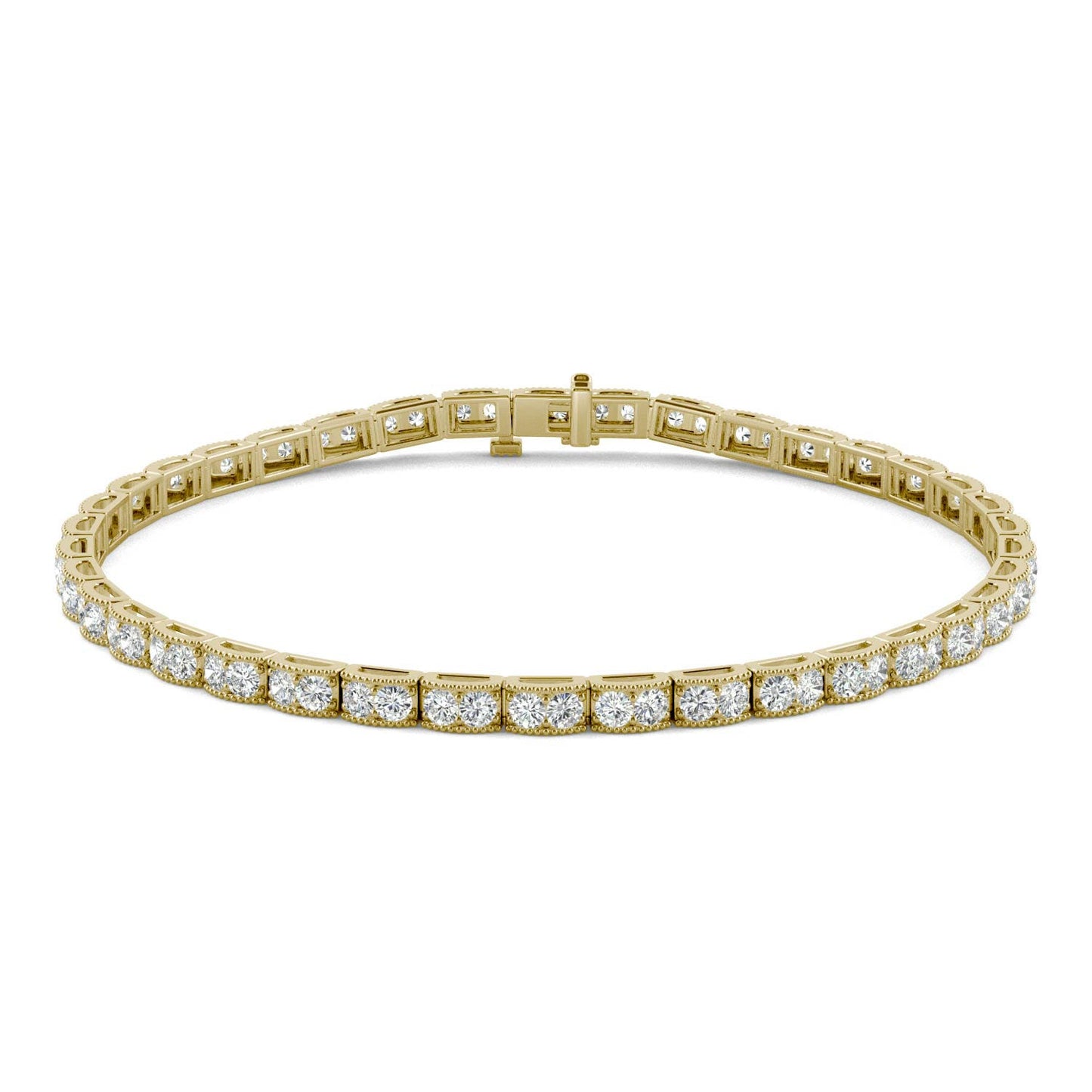 1.71 CTW DEW Round Forever One Moissanite Tennis Bracelet 14K Yellow Gold