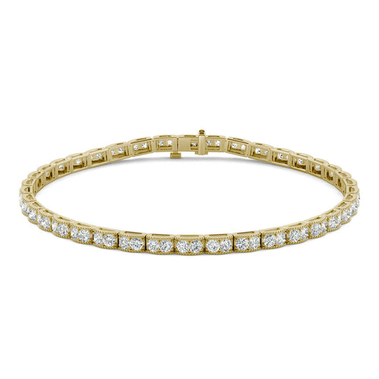 1.71 CTW DEW Round Forever One Moissanite Tennis Bracelet 14K Yellow Gold
