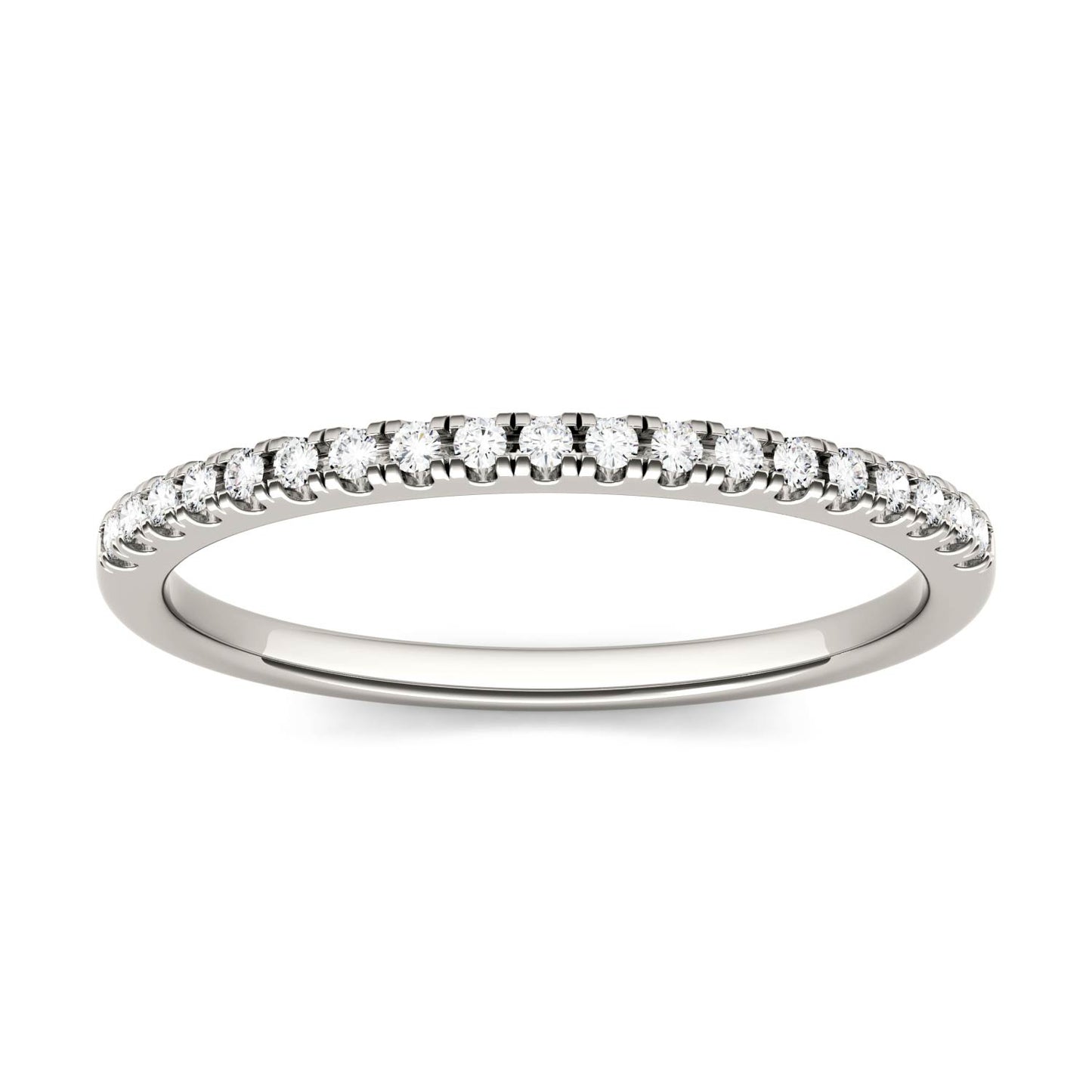 0.13 CTW DEW Round Forever One Moissanite Prong Set Band in 14K White Gold