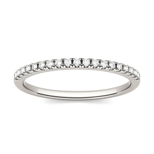 0.13 CTW DEW Round Forever One Moissanite Prong Set Band in 14K White Gold