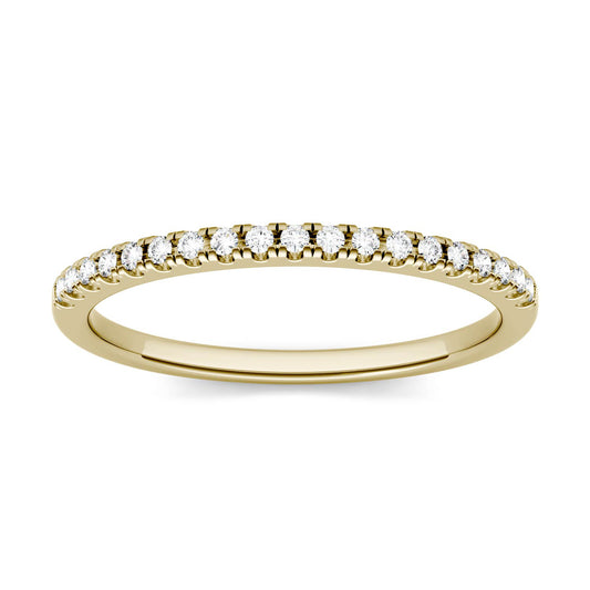 0.13 CTW DEW Round Forever One Moissanite Prong Set Band in 14K Yellow Gold