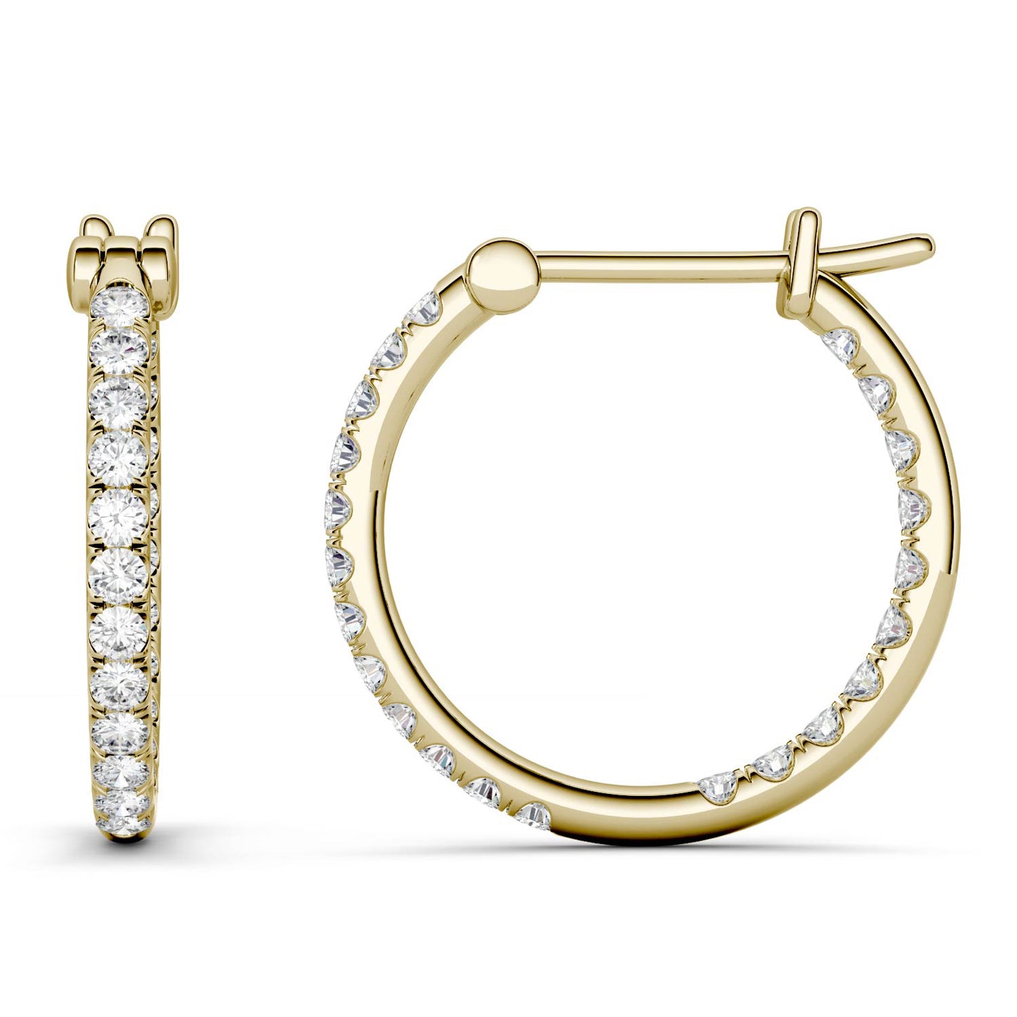 0.44 CTW DEW Round Forever One Moissanite Hoop Earrings in 14K Yellow Gold
