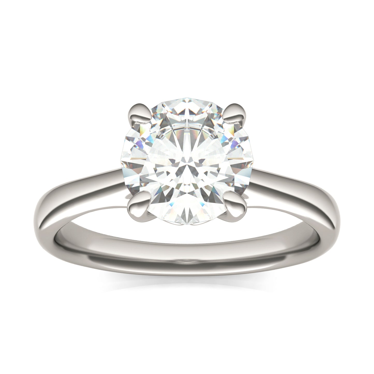 1.90 CTW DEW Round Forever One Moissanite Four Prong Solitaire Engagement Ring in 14K White Gold