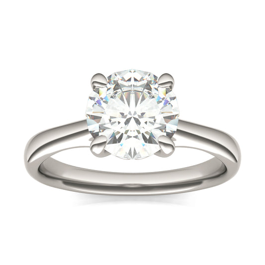 1.90 CTW DEW Round Forever One Moissanite Four Prong Solitaire Engagement Ring in 14K White Gold