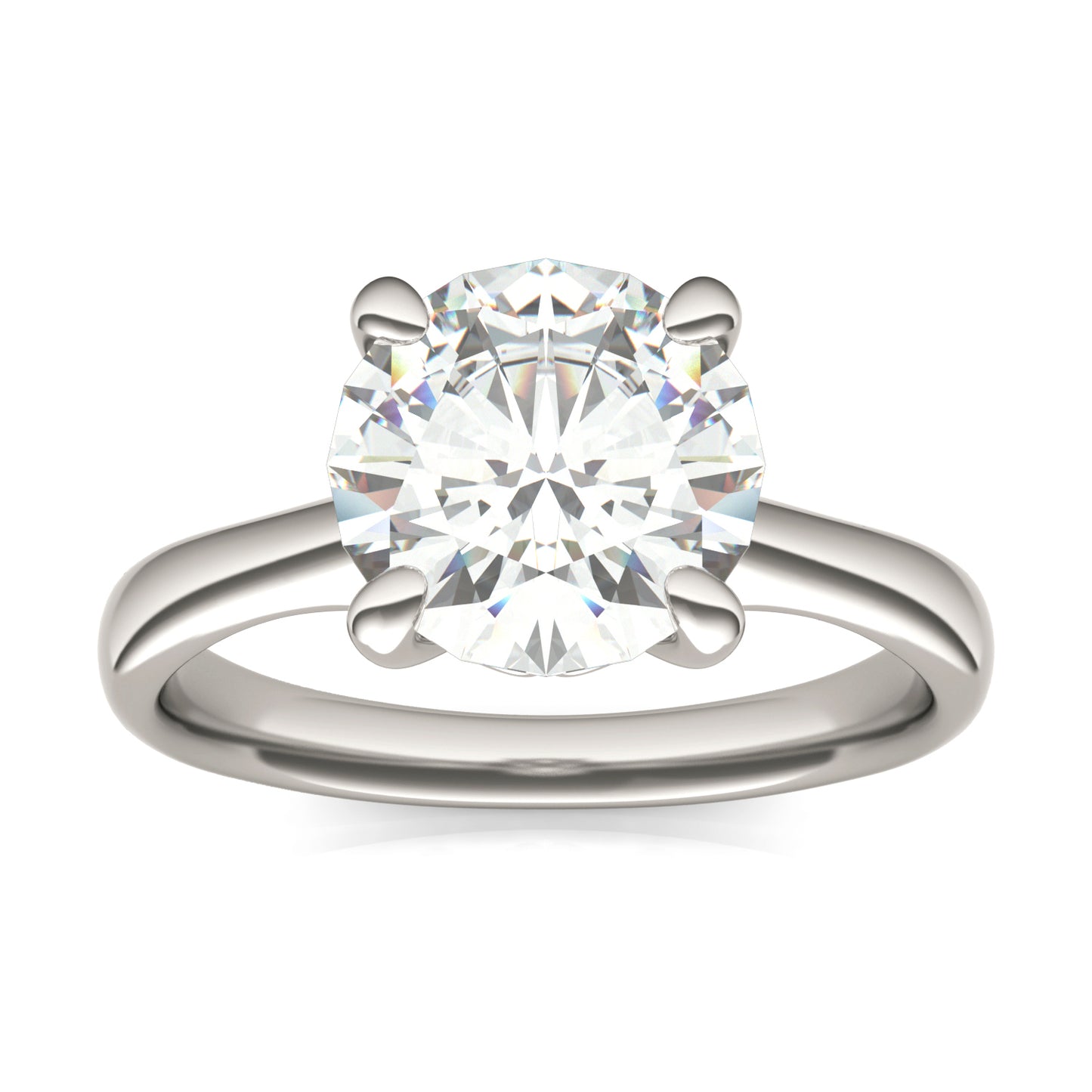 2.70 CTW DEW Round Forever One Moissanite Four Prong Solitaire Engagement Ring in 14K White Gold