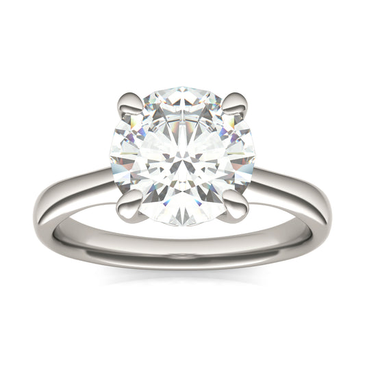 2.70 CTW DEW Round Forever One Moissanite Four Prong Solitaire Engagement Ring in 14K White Gold