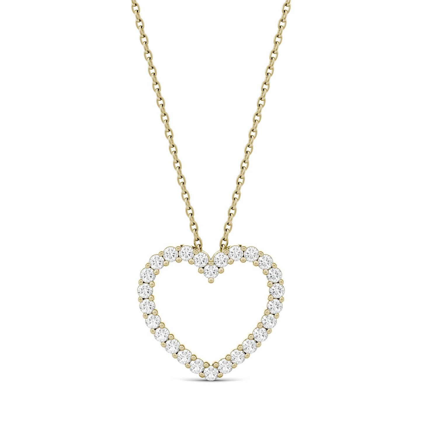 0.39 CTW DEW Round Forever One Moissanite Heart Pendant in 14K Yellow Gold