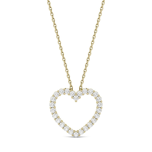 0.39 CTW DEW Round Forever One Moissanite Heart Pendant in 14K Yellow Gold